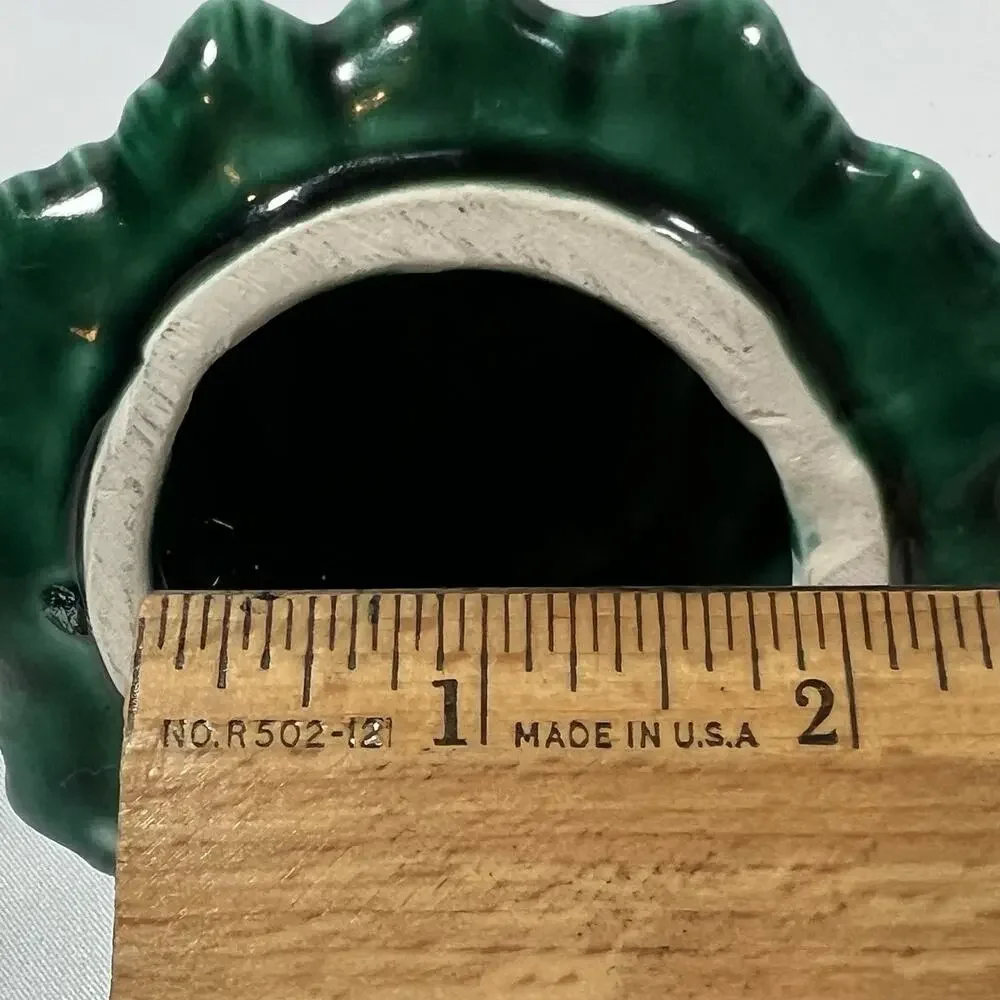 Vintage Mini Small Ceramic Tree Top Green Light Bulb Holes 4” Butterfly